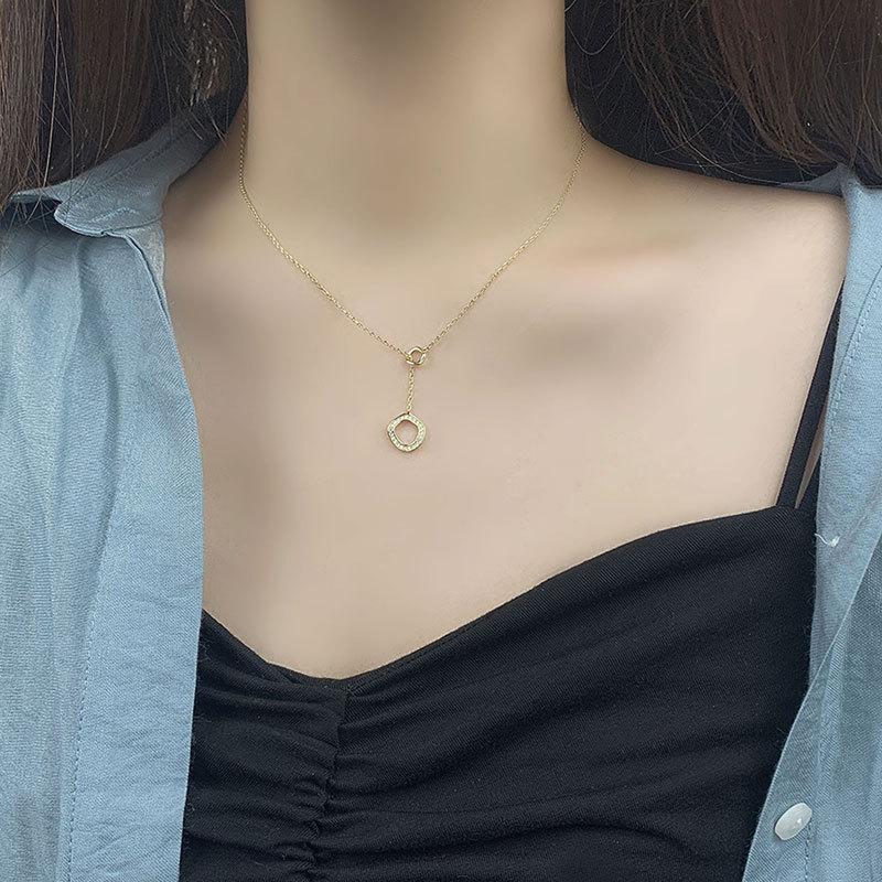 Fashionable Simple Style Fashion Women's Necklace Double Ring Pendant Necklace Pendant Gift Women