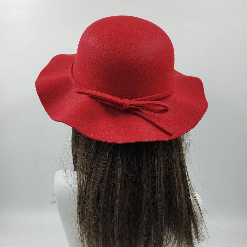 NEW Fedora Hat Women's Autumn Wave Curled English Retro Versatile Fisherman Hat Fashion Hepburn Woolen Top Hat