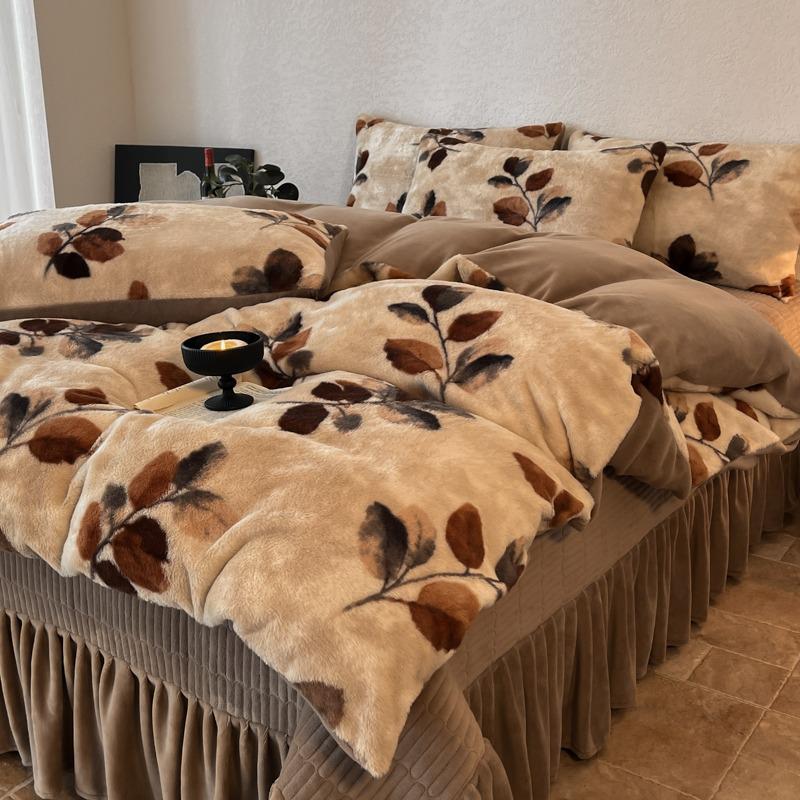 

2025 Merlad Двусторонний Пушистый Бархатный Набор Покрывало и Простынь Flat Sheet Set 1.8m, 200x230 Duvet Cover