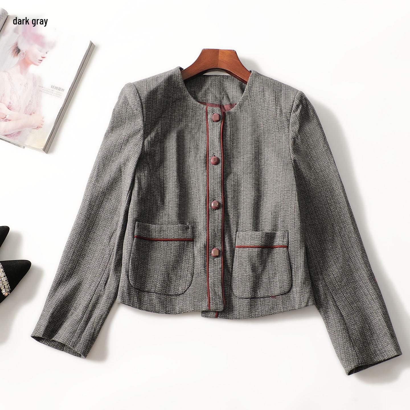 

Autumn Long Sleeve Mid-Length Women s Coat Medium темно-сірий