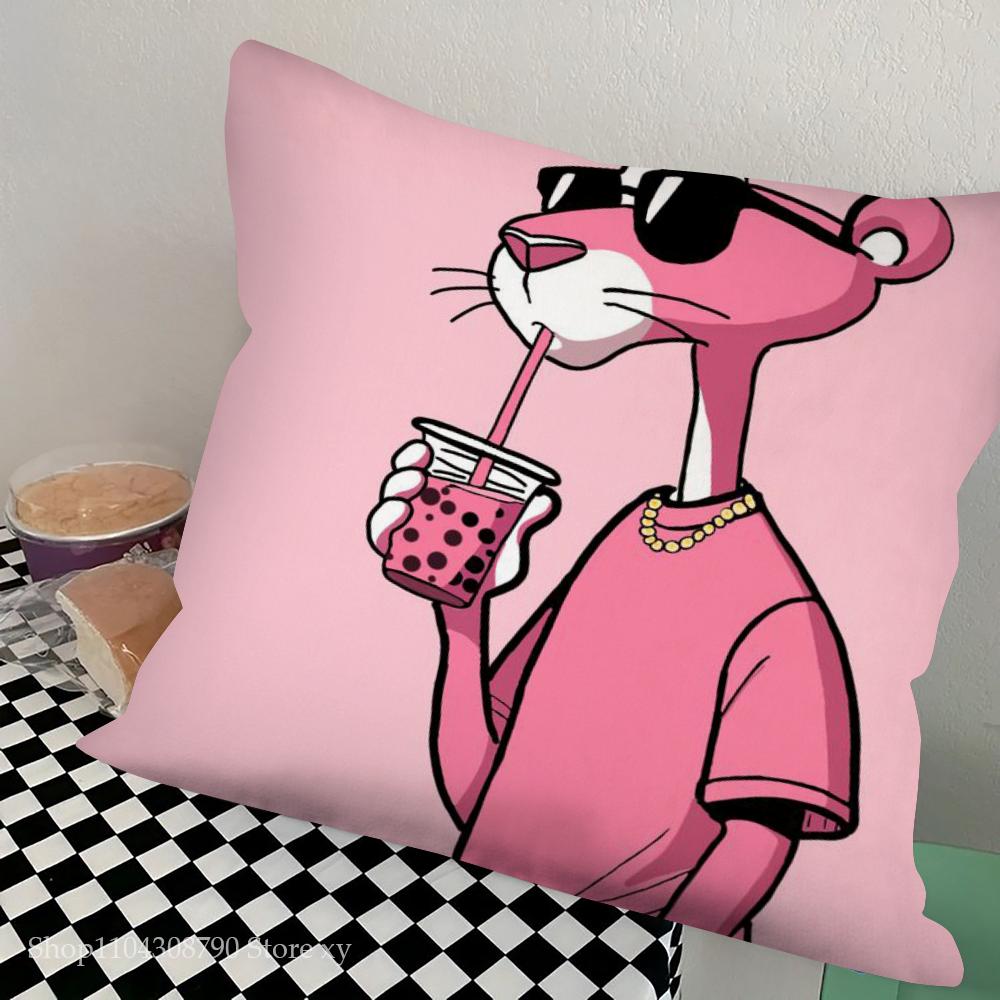 1Pc Pink Panther Pillow Case Square Pillow Bedroom Sofa Leisure Comfort Cushion Car Living Room Home Decoration