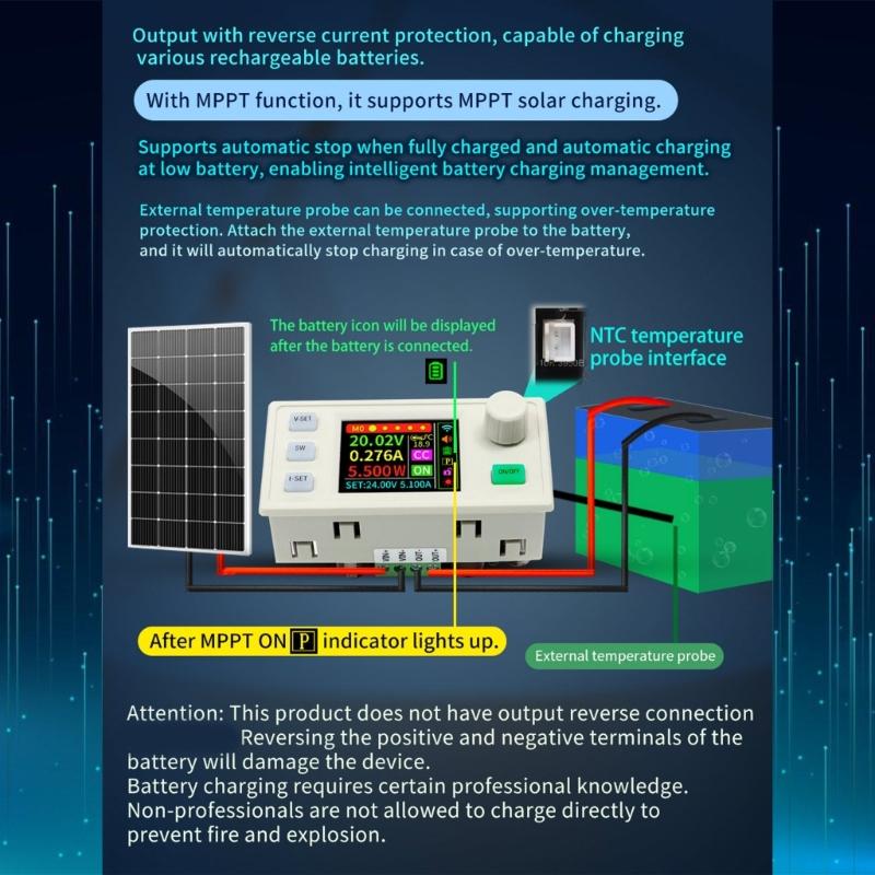 Programmable Power Supply Modules 120W Constant Current Voltages Control Solar Charging with Transmission Interfaces
