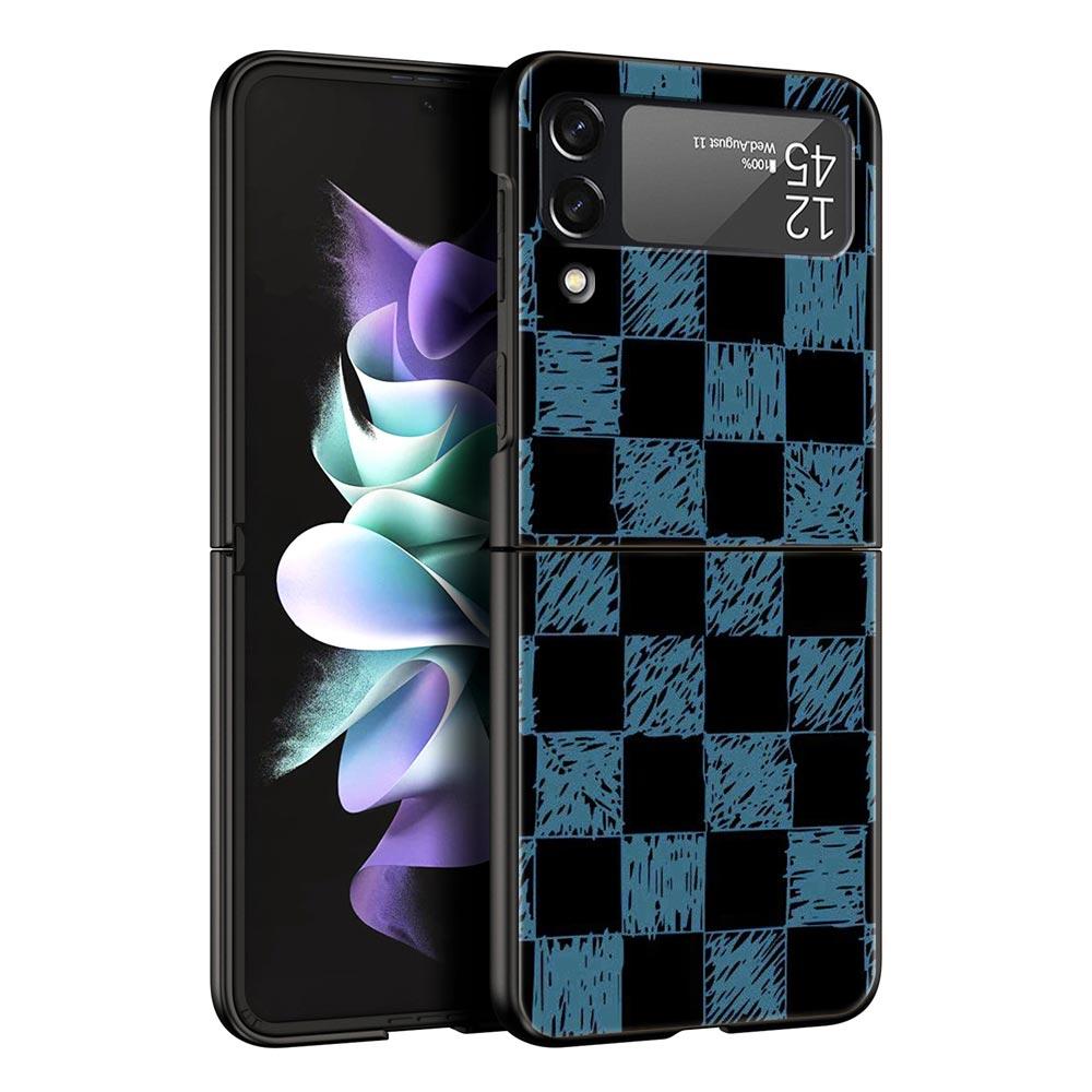 Schachbrett kariertes Schachbrett Hülle Für Samsung Galaxy Z Flip3 Flip4 Flip5 Hülle Schale Für Z Flip 3 4 5 6 7 Harte Faltabdeckung