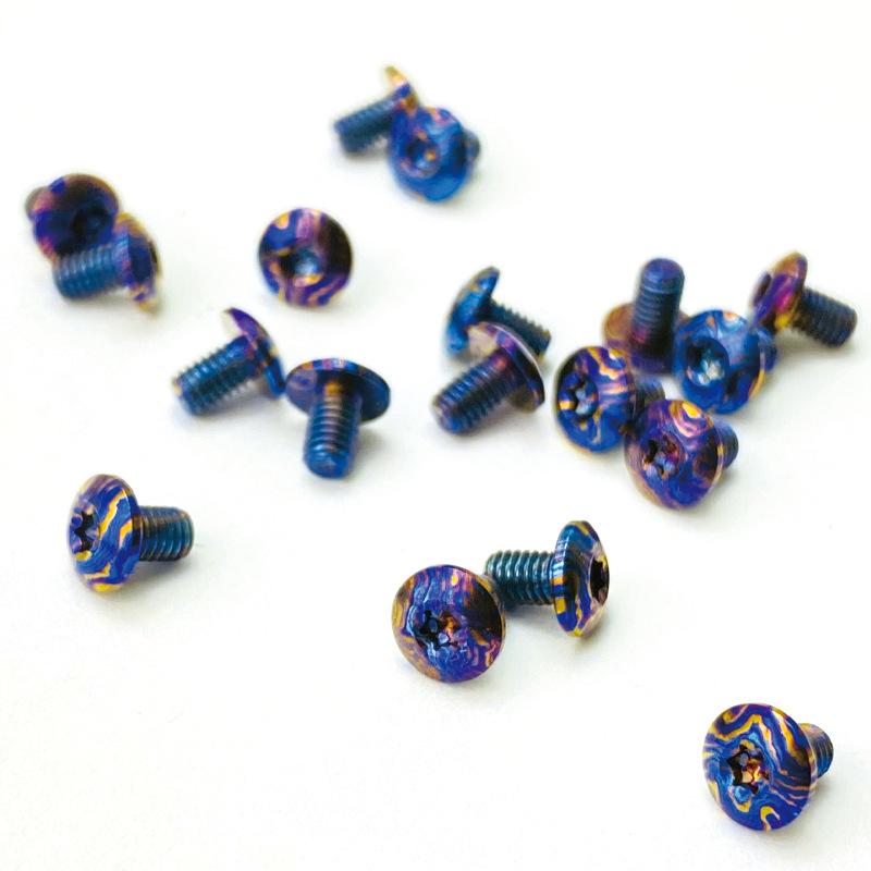10pcs/lot CNC Timascus Titanium Damascus Made Knife Handle DIY Make Part M3 Thread Screws Nail T8 Torx Button Head Spindle Rivet