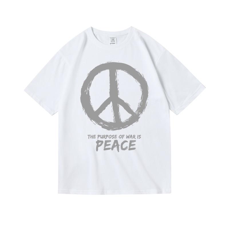 Americanstyle Ins and Peace and Love Logo Surrounding Shortsleeved Trendy Brand Loose Tshirts for Men and Women Summer Wear