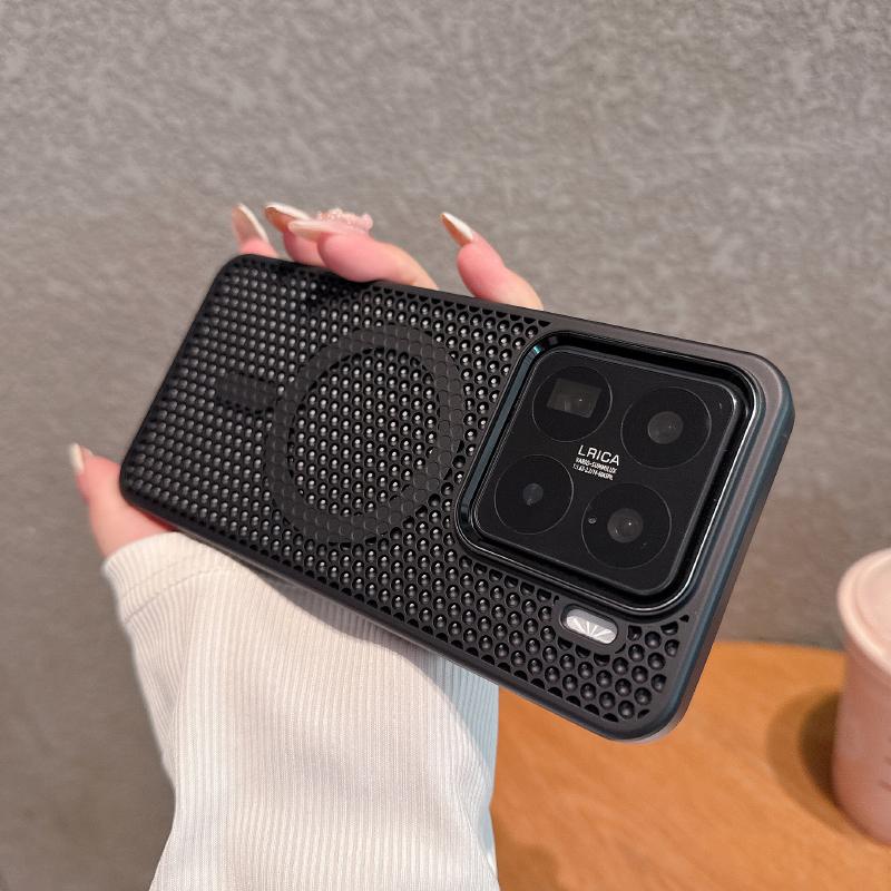 For Magsafe Magnetic Wireless Charging Luxury Solid Color Heat Dissipation Phone Case For Xiaomi 15 Ultra 13 14 Pro Bumper Cover