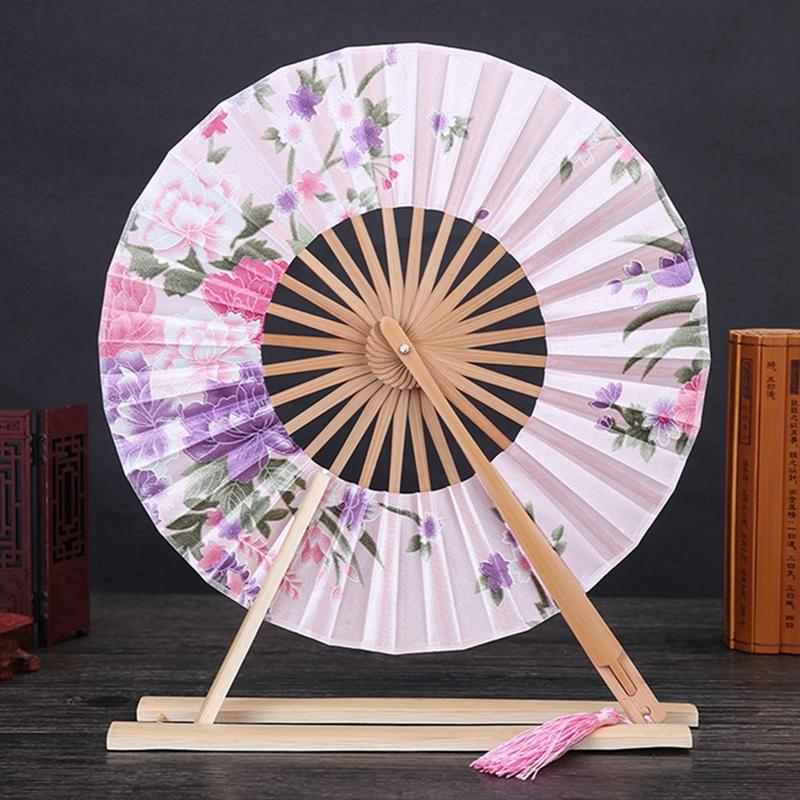 

Китайский старинный стиль портативный бамбуковый круглый круглый веер складной для женщин летний ханьфу танцевальная вечеринка декор складной