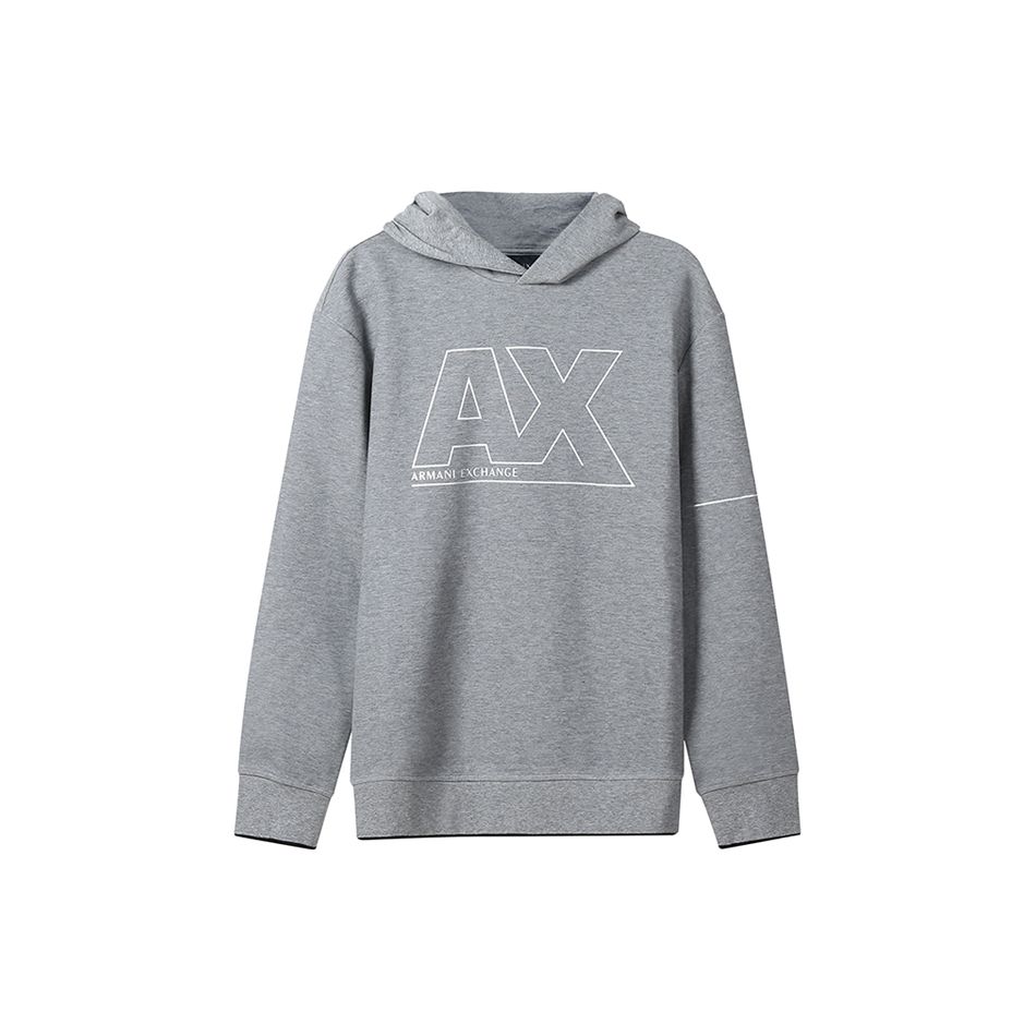 Armani Exchange Letter Logo Hoodie Men hoodies Gray 6KZMFF-ZJ5NZ-3907