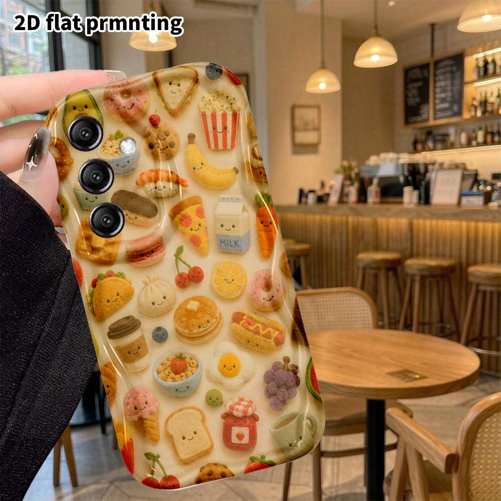 Phone Case: 2D flat, suitable for Samsung Galaxy A34 A35 M05 M06 S20 S22 S21 FE Plus 5G, featuring cute felt food, a perfect Christmas and Halloween f