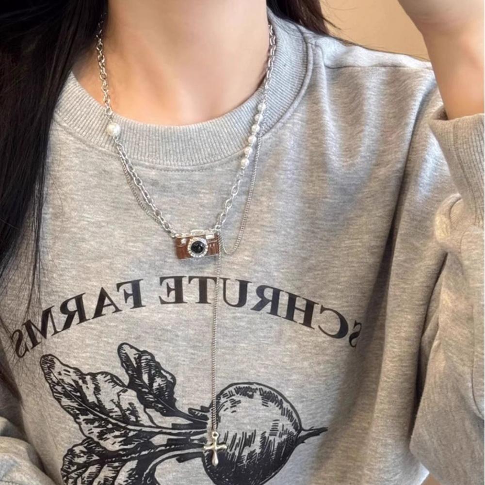 Vintage Brown Camera Pendant Necklace Hip-Hop Fashion Accessories  For Cool Girls