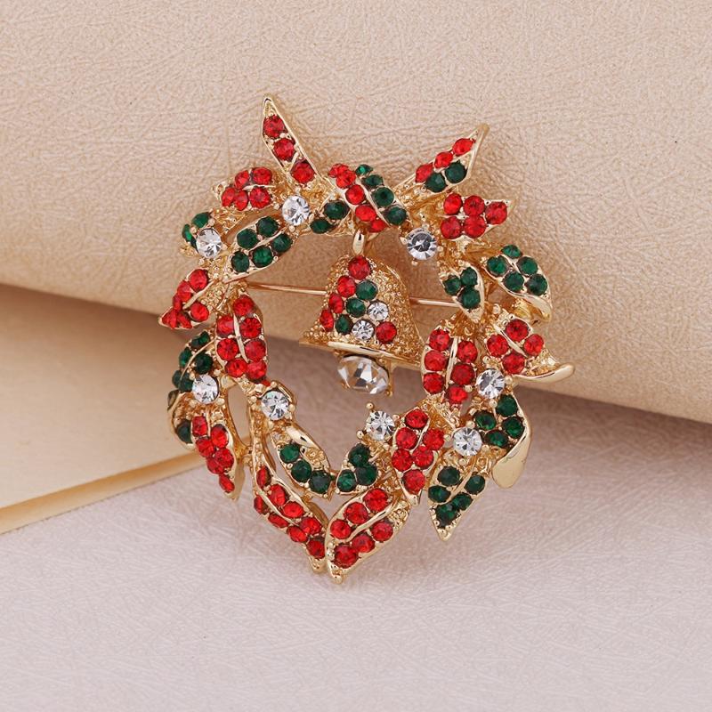 Christmas Rhinestone Christmas Tree Brooches For Women Unisex Botanical Deer Pin Office Party Friend Gifts Jewelry Accessories