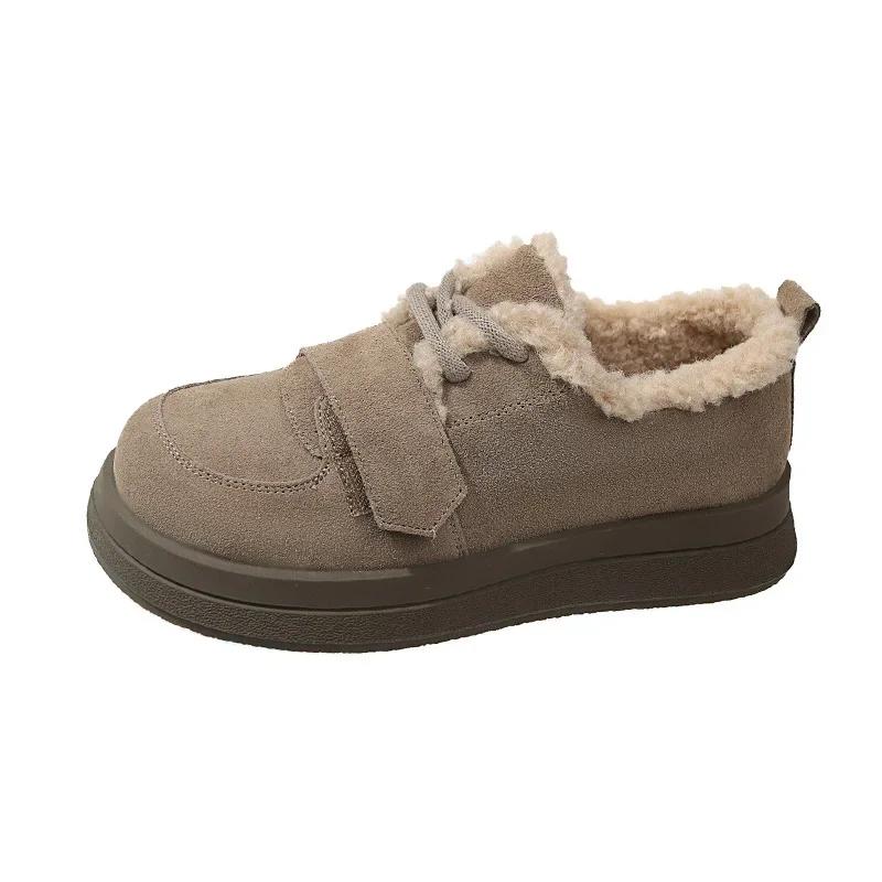 Fashion Retro Platform Plus Warm Shoes for Woman Chunky Work Comfrtable Furry Hot Demi-season Comfortable and Elegant Women's Snow Boots