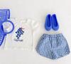 Mode 2-teiliges Baby Mädchen Kurzarm Anzug Frucht Print Sets Kinder T-Shirts + Shorts Karomuster Kleidung Kleinkind Prinzessin Mädchen Outfits