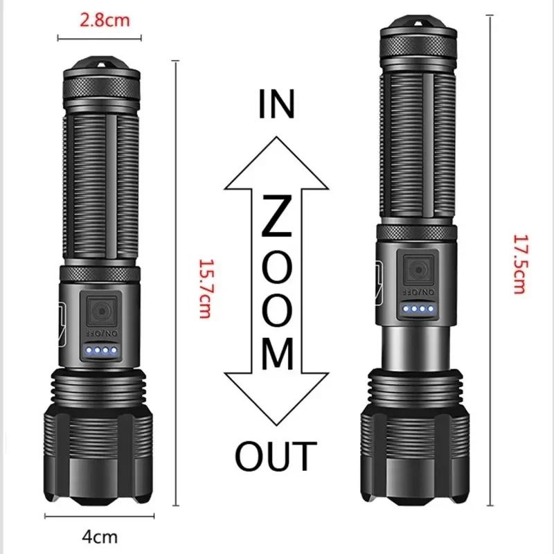 High Power XHP50/XHP70 Led Flashlight Use 18650 Battery USB Rechargeable Zoom Tactical Torch Outdoor Camping Emergency Lantern