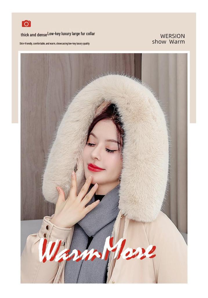 Petite Women's Thickened Down Parka with Fleece, Large Fur Collar, Korean Style, Waist-Cinched Hooded Jacket