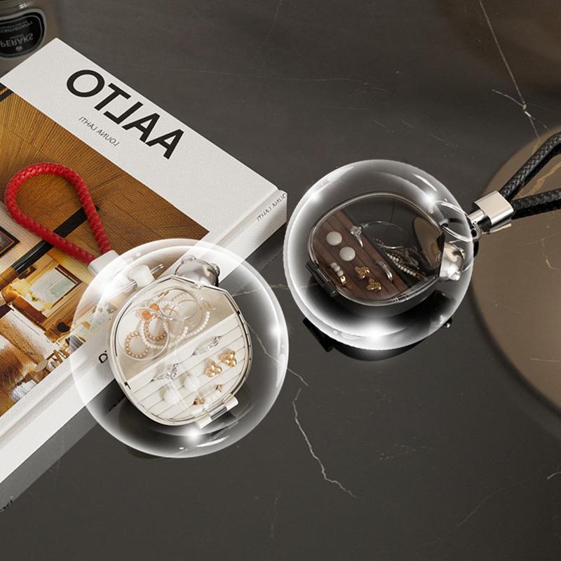 1pc Portable Jewelry Storage Box Travel Transparent Clasp Jewelry Bag Earring Ring Necklace Box Rotary Switch Jewelry Organizer