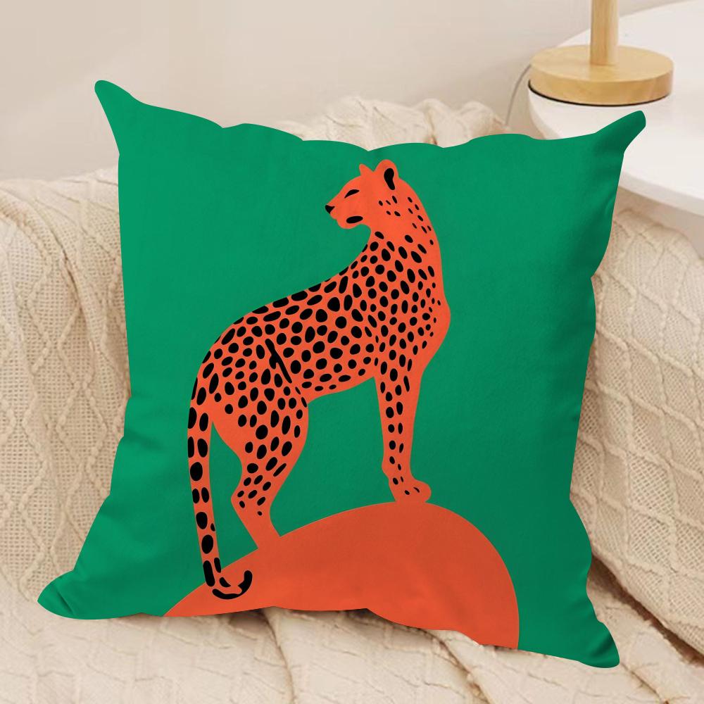 Animal leopard Cushion Cover Silky Short Plush Double-Sided Printed Pillow Case for Sofa All Seasons Home Decor Gift