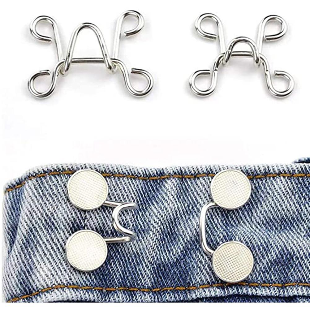 4 Sets Detachable Buttons Replacement Buckles Thin Waist Buckles DIY Pants Waist Extender for Men Women