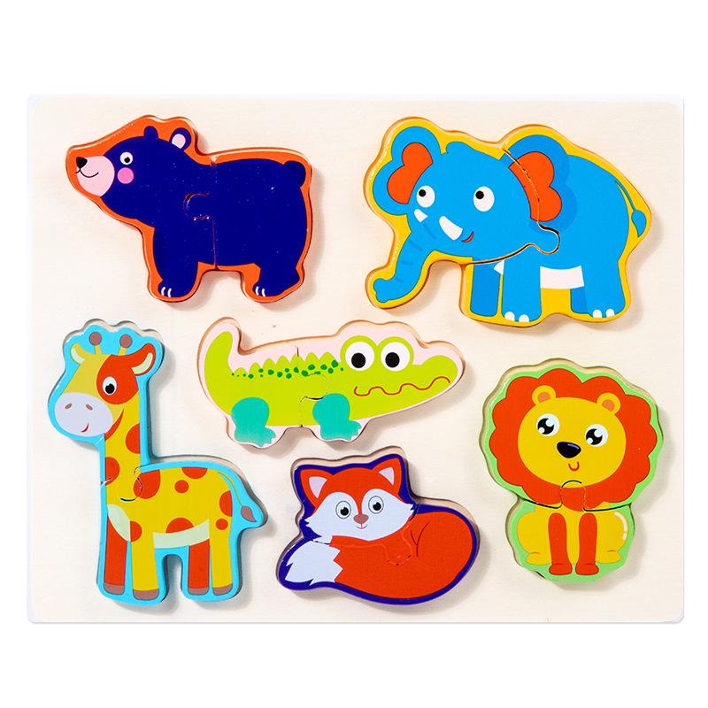 

Wooden Geometric Buckle Puzzle for Ages 1-3, Educational Jigsaw Building Blocks Toy