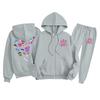 Children's Fashion  Long Sleeve Zipper Hooded Sweatshirt Sweatpants Solid Color Pocket Sweatshirt Set