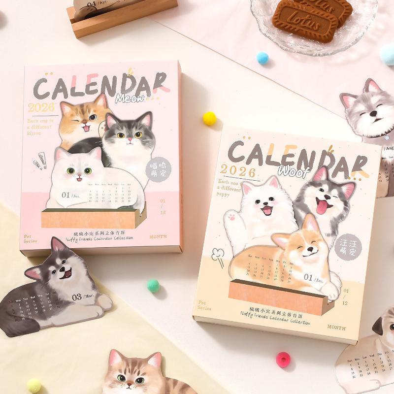 Calendar for Desk 2026 Pet Theme Offices Calendar Academic Schedule Pad for Kids Work Class School Daily