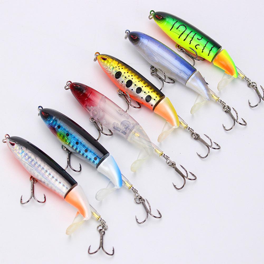 5pcs Whopper Popper Artificial Bait Rotating Tail Hard Plopper Fishing Bait Hard Bait for Bass Pike Chub Fishing Accessories
