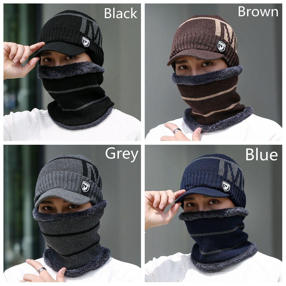 Outdoor Herren Damen Beanies Strickmütze Beanie Mütze Verdickte Wolle Winddichte Mütze Schal Winter Warm