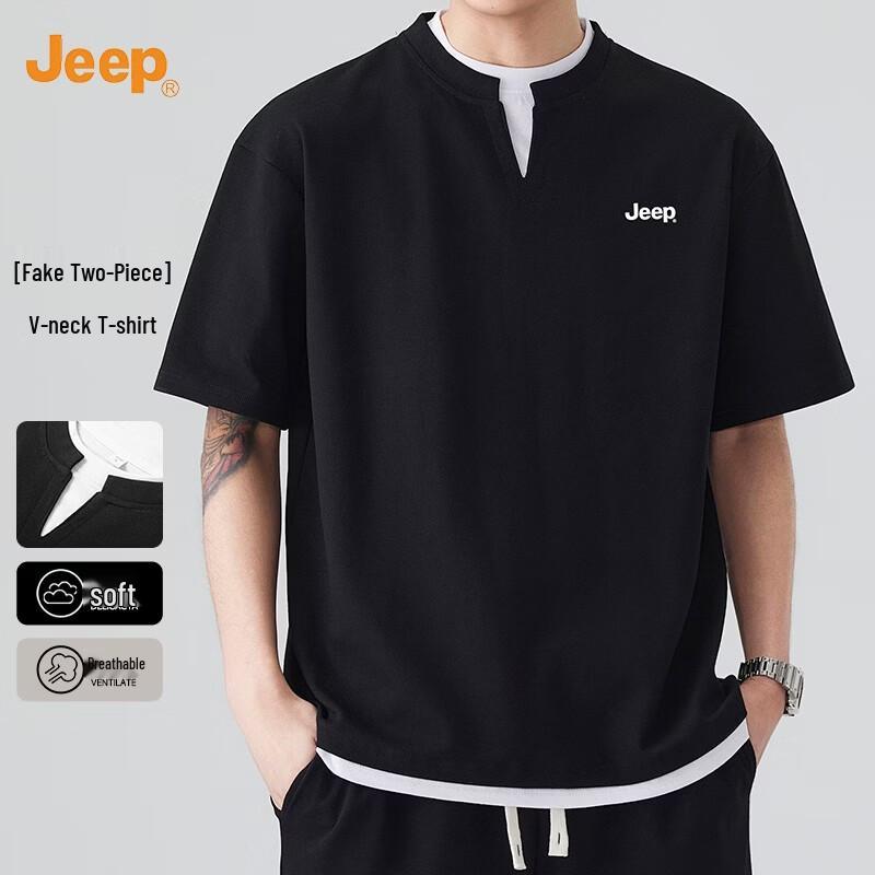 

JEEP Men s Faux Two-Piece Cooling Color Block T-Shirt 2XL