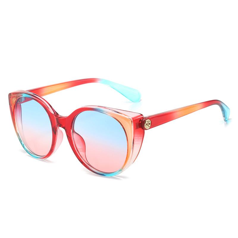 Large Frame Cat Eye Sunglasses, Personalized Colorful Contrasting Glasses, Women With The Same Sunglasses