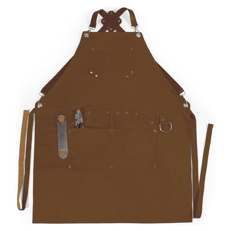Neue Canvas-Schürze mit mehreren Taschen und Kreuzrücken: Stilvolle Schürze für BBQ, Küche, Koch und Backen