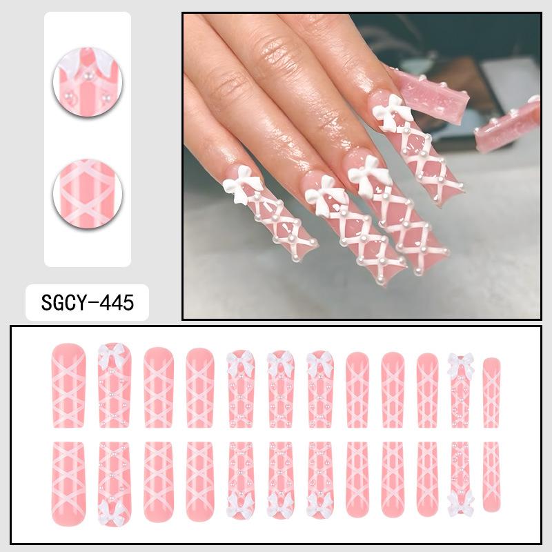 O8 Long Nail Art Tips - European & American High-End Wearable Summer Stickers