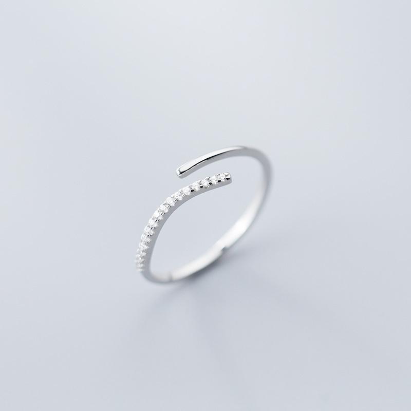 925 Sterling Silver Simple Adjustable Finger Rings Stackable Zirconia Open Size Ring For Women Party Fine Jewelry Gifts