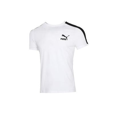 Puma T-shirt a Maniche Corte con Stampa a Blocchi di Colore a Contrasto Girocollo Uomo Top Bianco 532291-02
