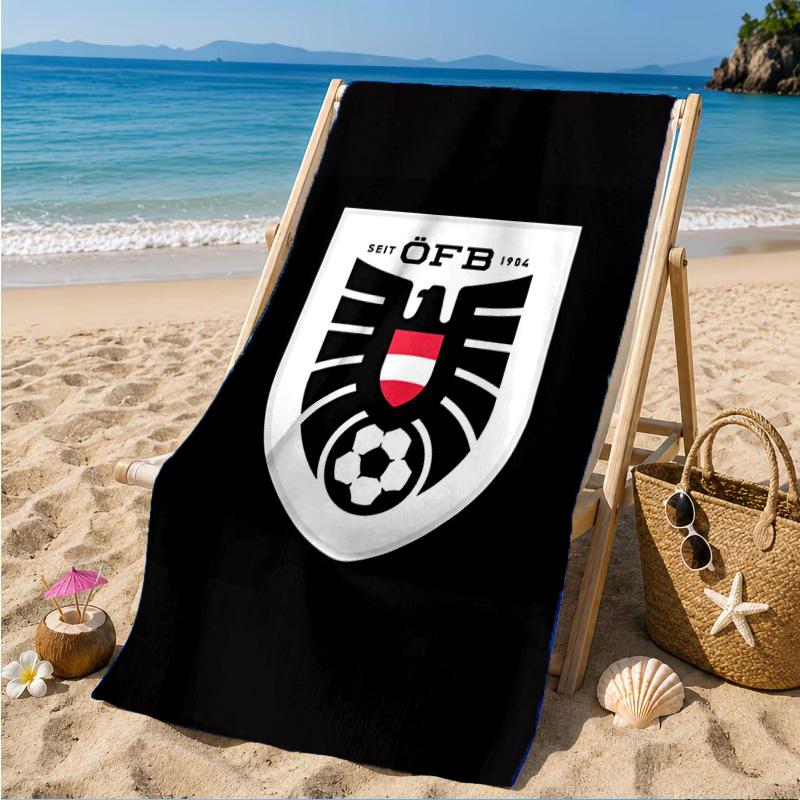 Asciugamano da Spiaggia Emblema Calcio Austria, Asciugatura Rapida, Facile da Curare, Adatto Sia per il Fitness che per le Vacanze al Mare, Essenziale Sportivo
