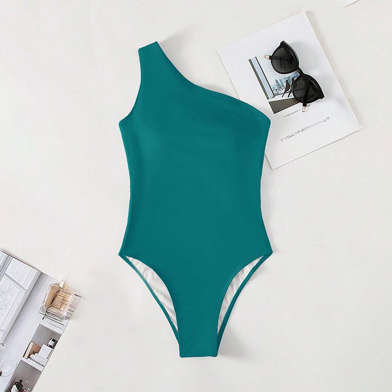 Swimsuit 1011 New European and American Shoulder One-piece Swimsuit Women's Hot Spring Conservative Beach Bikini