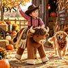 Kinderen Feestkleding Hoogland Bizon Rollenspel Kostuum voor Kinderen, Pluche Koe Rijd-op Pluizig Verkleedkostuum Outfit, Western Cowboy