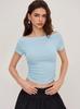 Pure desire wind one-word shoulder mesh short-sleeved top women's summer inner with suspenders, thin versatile short top Spice girl suit