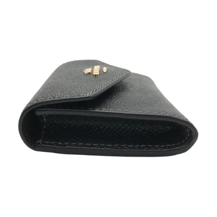 Coach Card Case 10 Gold Horse And Carriage Logo Flip Crossgrain Leather Wallet Women Wallet Black CH487-IMBLK