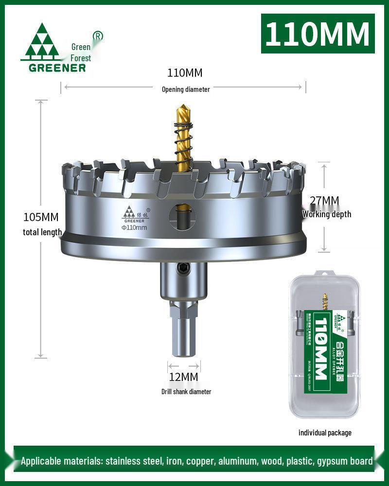 Green Forest Stainless Steel Hole Saw for Metal, Wood, and Aluminum Drilling