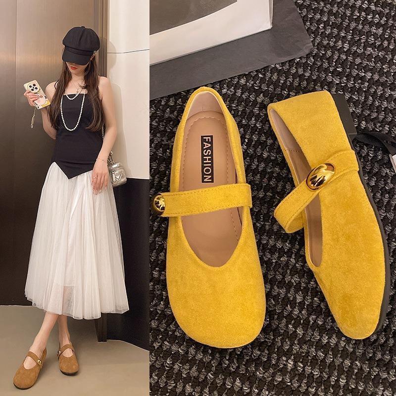 Retro Shallow Single Shoes Women's Spring Gentle Doudou Shoes Flat Mary Jane Women's Shoes