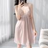 New splicing lace V-neck nightdress women's summer breathable ice silk suspender skirt with cardigan outside direct supply