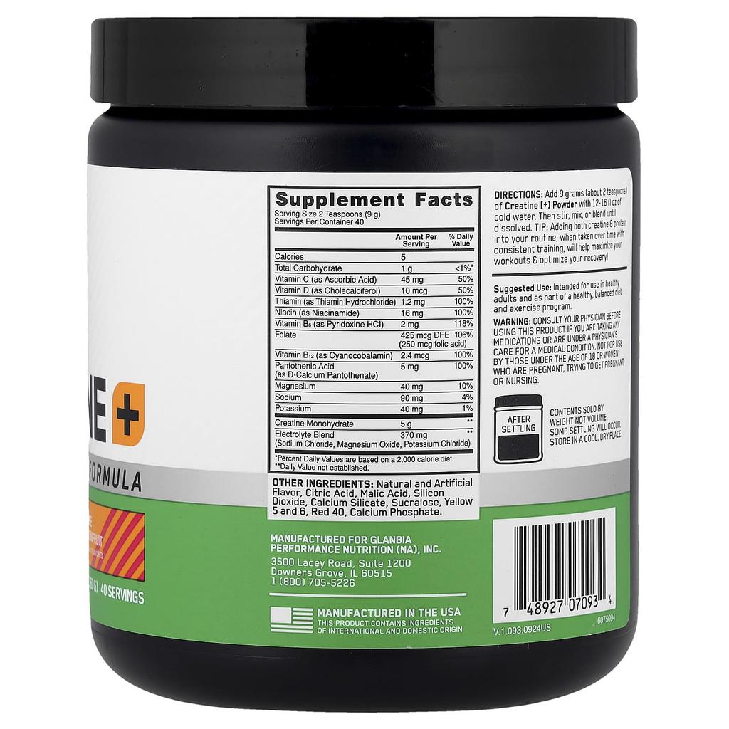Creatine+, Orange Passion Fruit, 360G(12.69Oz)