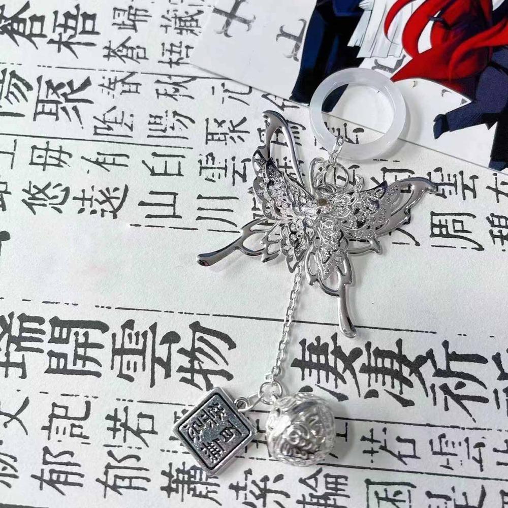 Charm Mobile Phone Pendant Bell Mobile Keychain Lanyard Silver Butterfly Phone Chain  Women Girls