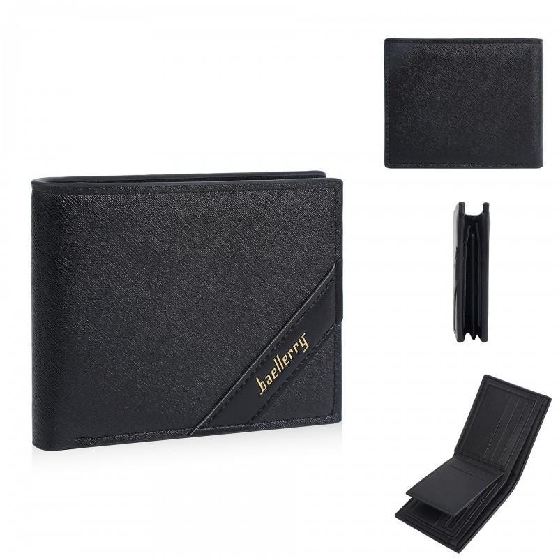 New Men s Short Wallet RFID Anti-theft Brush Business Retro High-end Soft 12X10X2 чёрный