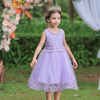 Flickor Prinsessklänning Broderad Babyklänning Klänning Handsömnad Pärlor Brudnäbbsklänningar Barnklädtillverkare