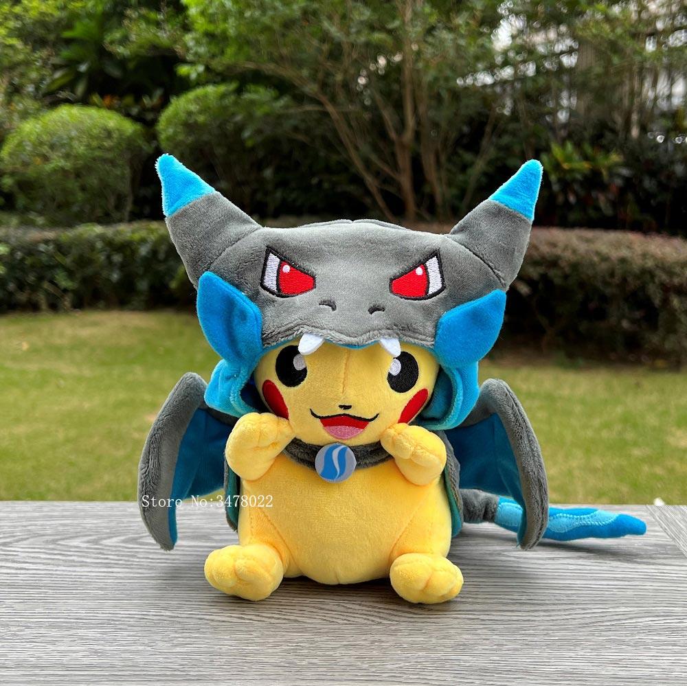 4 Styles Cosplay Plush Mega Shiny Charizard XY Pikachu Cloak Stuffed Toy Cartoon Soft Doll