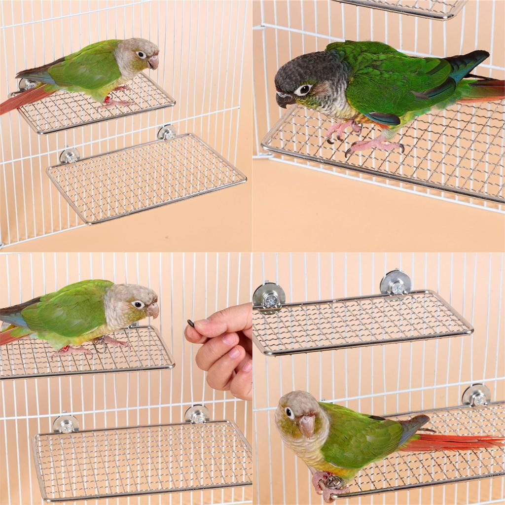 Plataforma de Perca para Pájaros de Acero Inoxidable Segura Estante para Descanso y Salto para Loros y Pájaros en Accesorios para Jaula