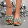 [Foreign Trade] Slippers Female Summer Wear Fashion Internet Celebrity Rhinestone Fairy Wind Flat Bottom One Word Cool Slippers
