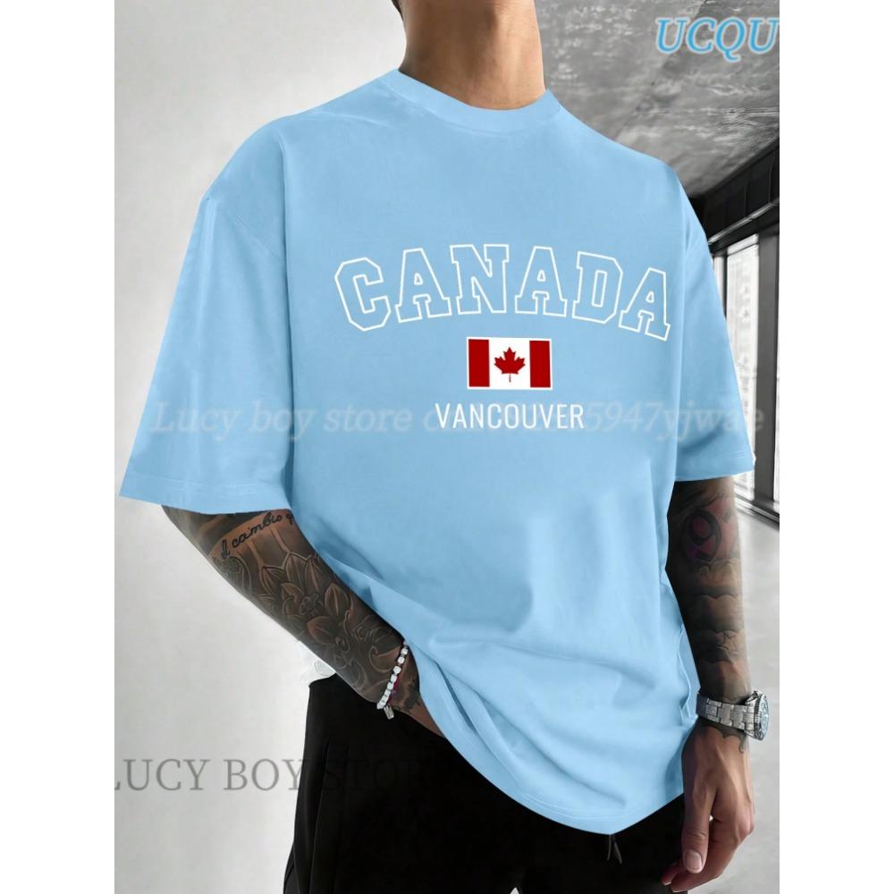 NEW IN Mens CANADA  Flag Printed Short Sleeve T Shirt Man O-Neck Sportwear  Racing Football Tee Vintage Casual Tops Men Clothes