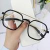 Women Trend Retro Plain Face Myopia Eyewear Fashion Double Beam Metal Glasses Men Blue Light Blocking Eye Protection Eyeglasses